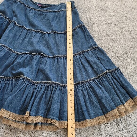 VTg Mix Nouveau Womens Skirt Size 14 Blue Chambray Denim Tiered Peasant 16321‎ - Picture 6 of 10